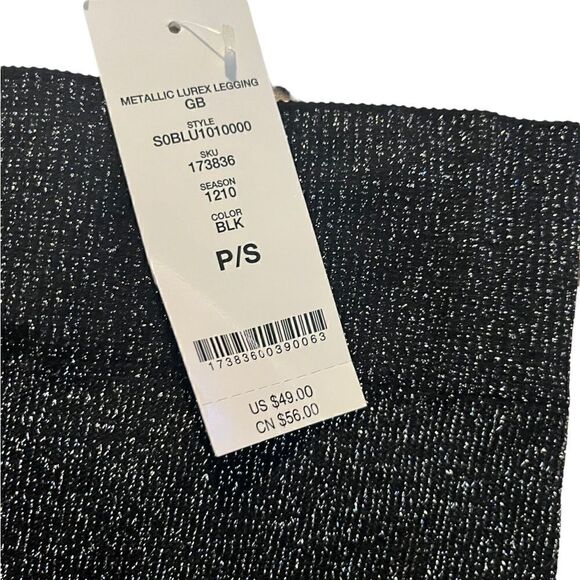 New With Tags Bebe Metallic Lurex Leggings Black and Silver Size P/S - Picture 3 of 4